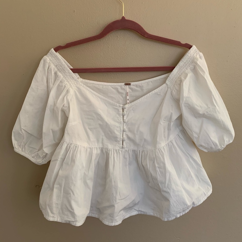 Free People Crop Top Off the Shoulder White Top